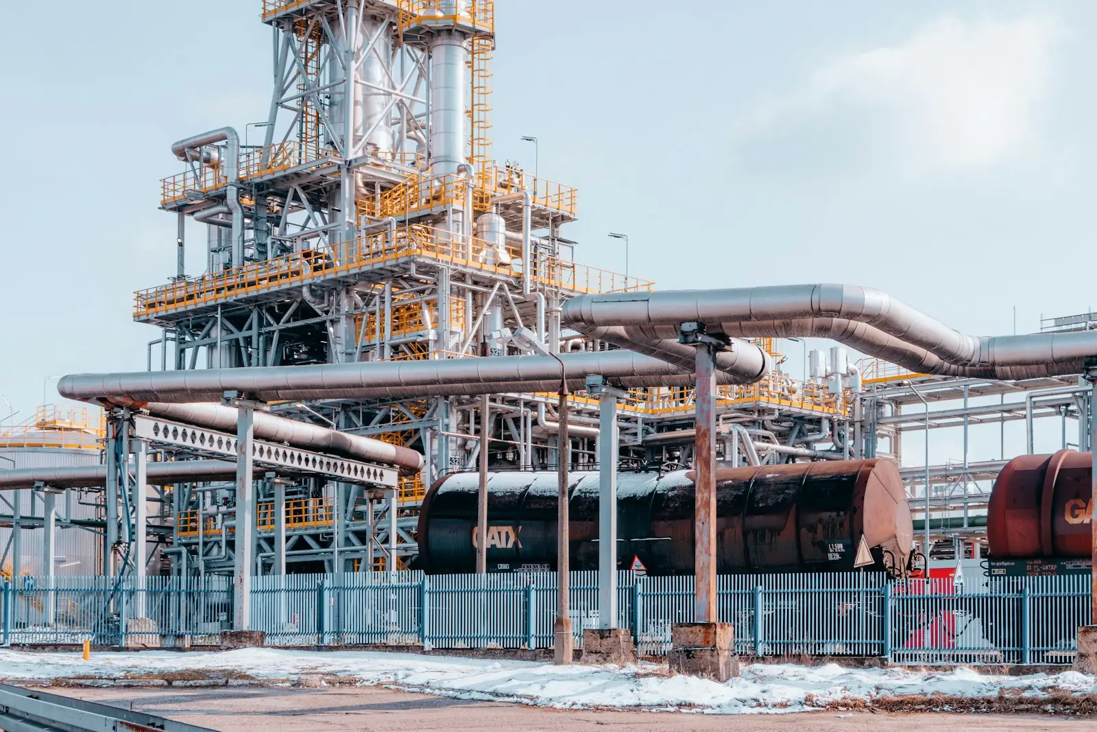 Piping and process units at an industrial plant